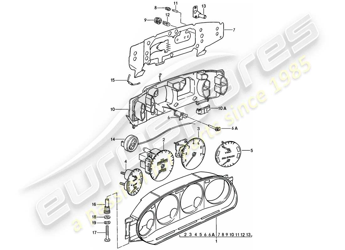 porsche 1980 (928) combinación de instrumentos diagrama de piezas