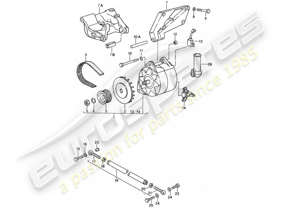 porsche 1993 (968) alternador - con: - sujetadores diagrama de piezas