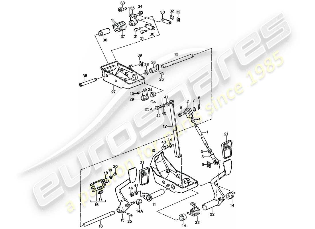 porsche 1987 (911) pedales diagrama de piezas