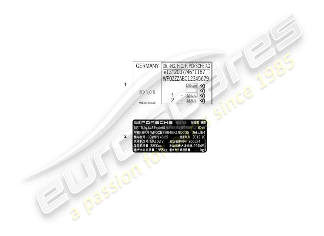 porsche 2010 (cayenne e1 9pa) señales/avisos diagrama de piezas