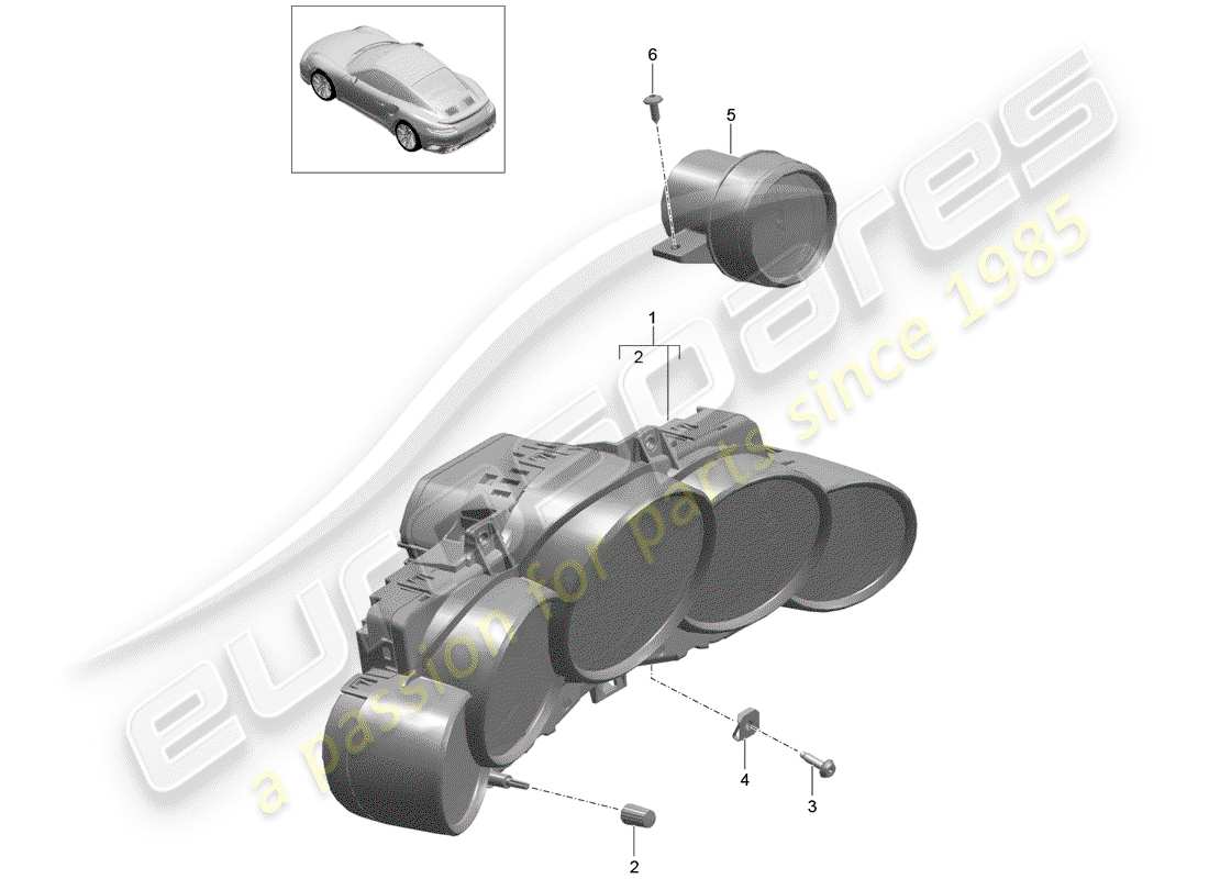 porsche 2020 (991-2 turbo) diagrama de piezas del grupo de instrumentos