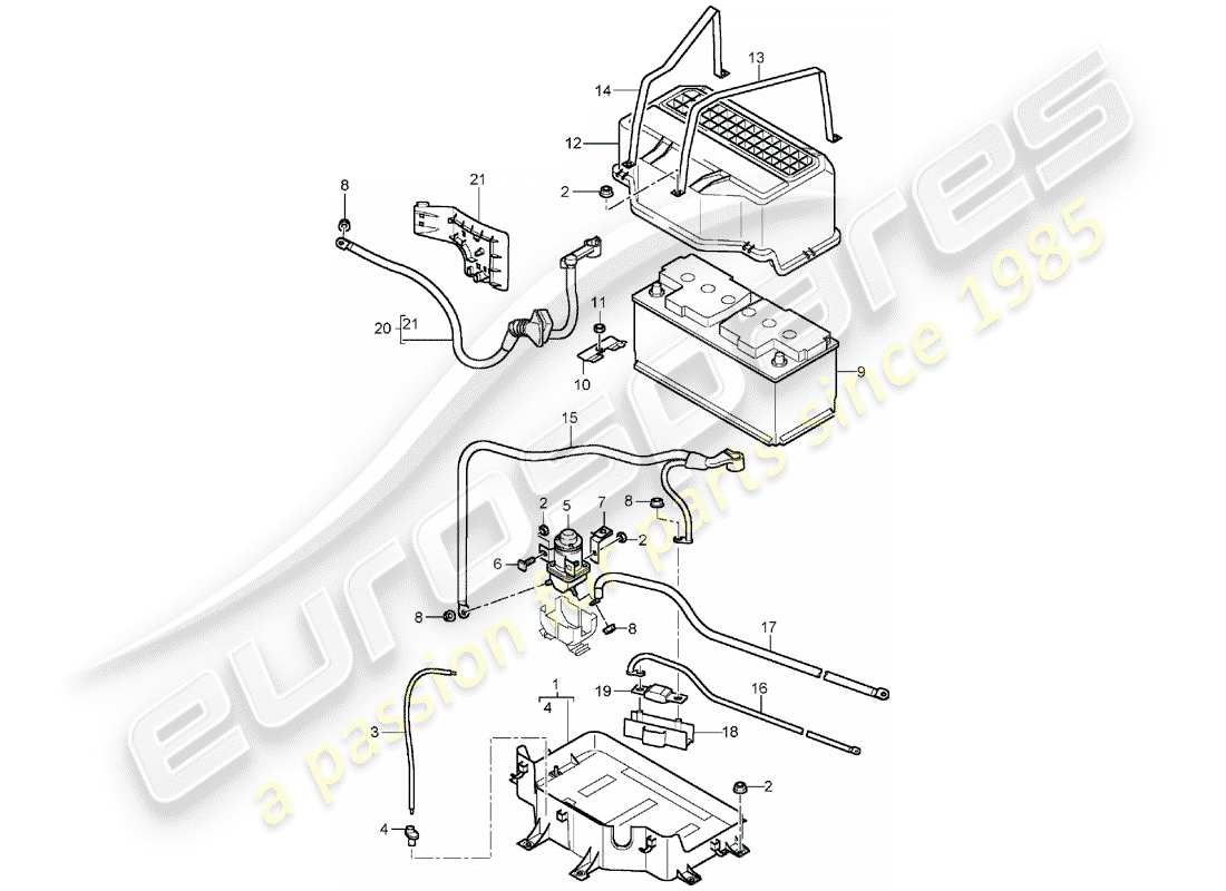 porsche 2005 (cayenne e1 9pa) batería diagrama de piezas