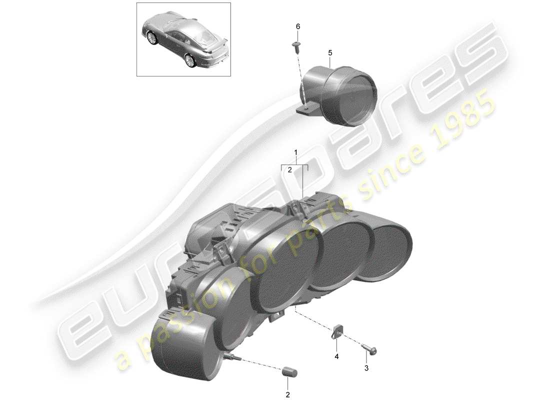 porsche 2017 (991-2 r/gt3/rs) diagrama de piezas del grupo de instrumentos
