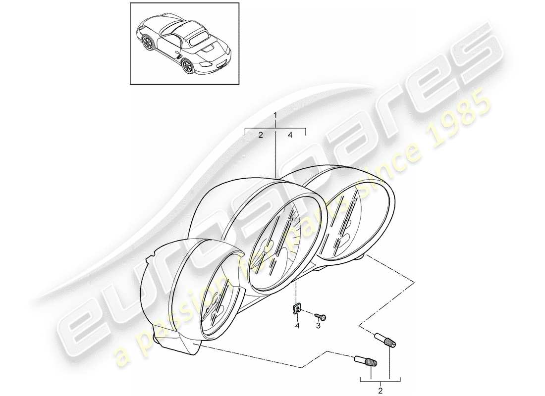 porsche 2010 (987 boxster) instrumentos diagrama de piezas