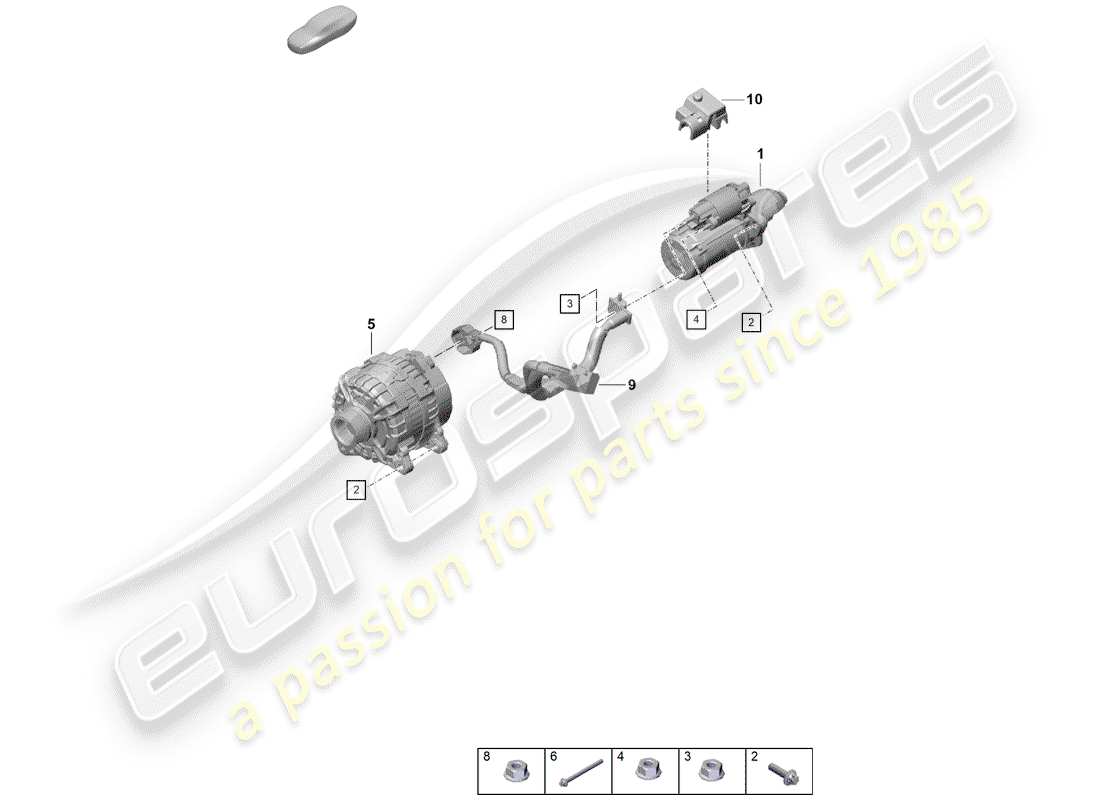 porsche 2019 (718 boxster spyder) diagrama de piezas del arranque