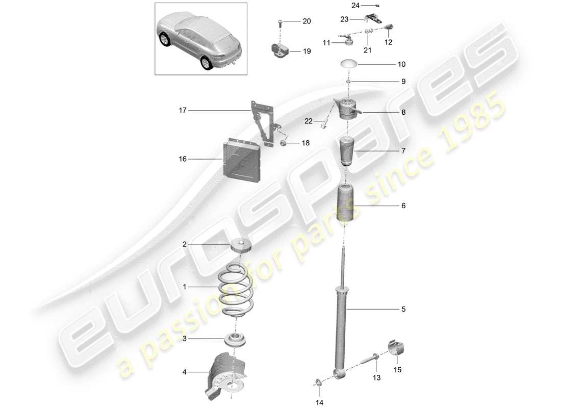 porsche 2018 (macan) suspensión de resorte de acero diagrama de piezas