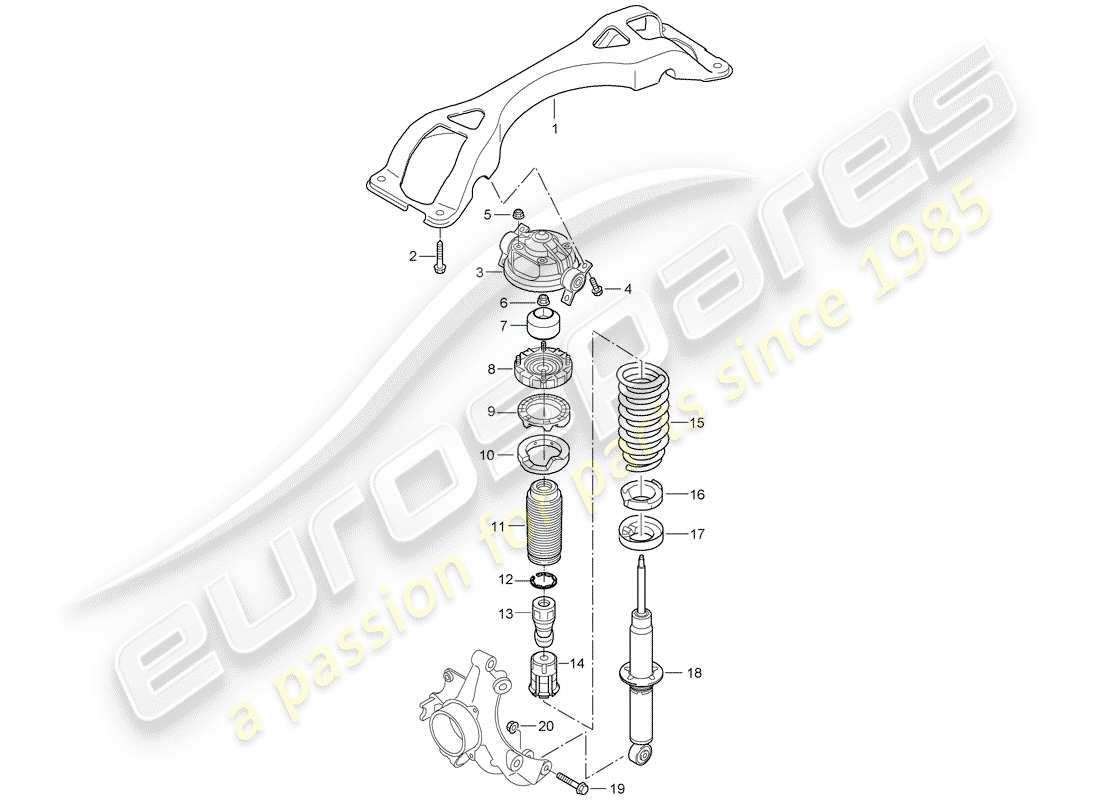 porsche 2010 (cayenne e1 9pa) suspensión diagrama de piezas