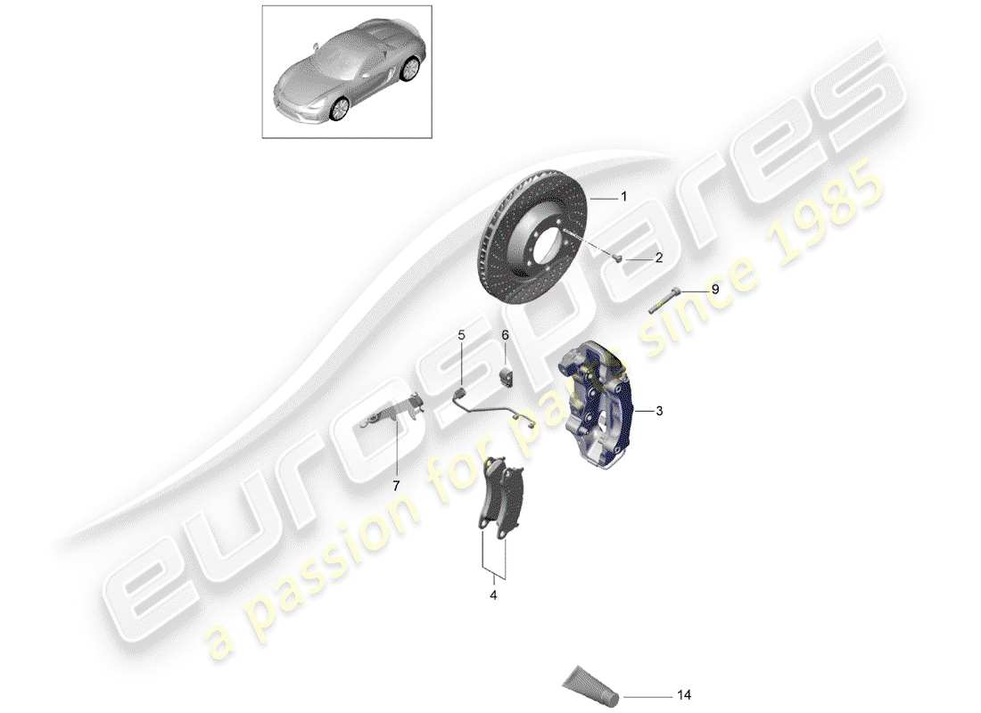 porsche 2016 (981 boxster spyder) frenos de disco diagrama de piezas