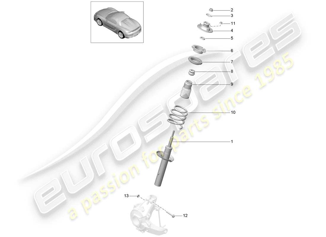 porsche 2016 (981 boxster spyder) diagrama de piezas del amortiguador