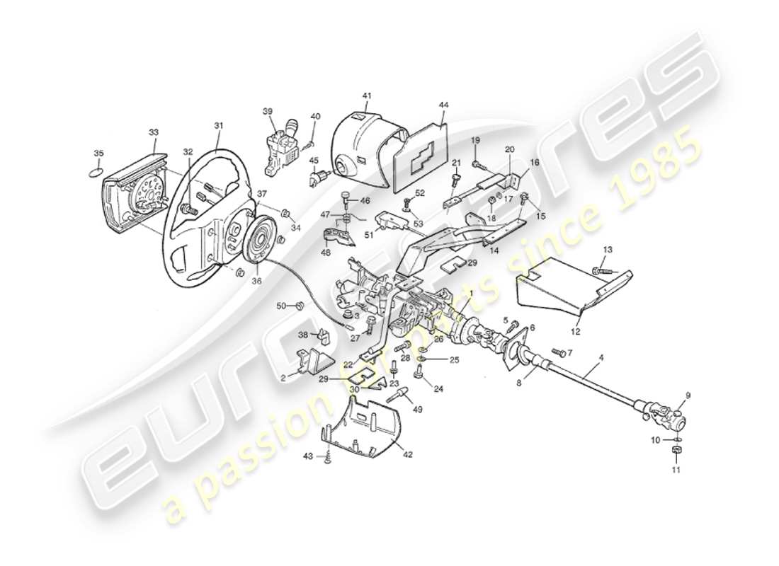 aston martin v8 virage (1999) columna de dirección, 1993 en el diagrama de piezas