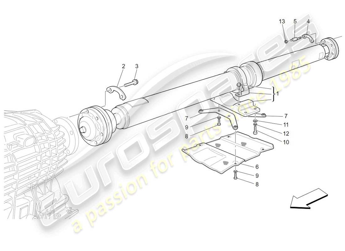 maserati granturismo (2009) eje de transmisión diagrama de piezas