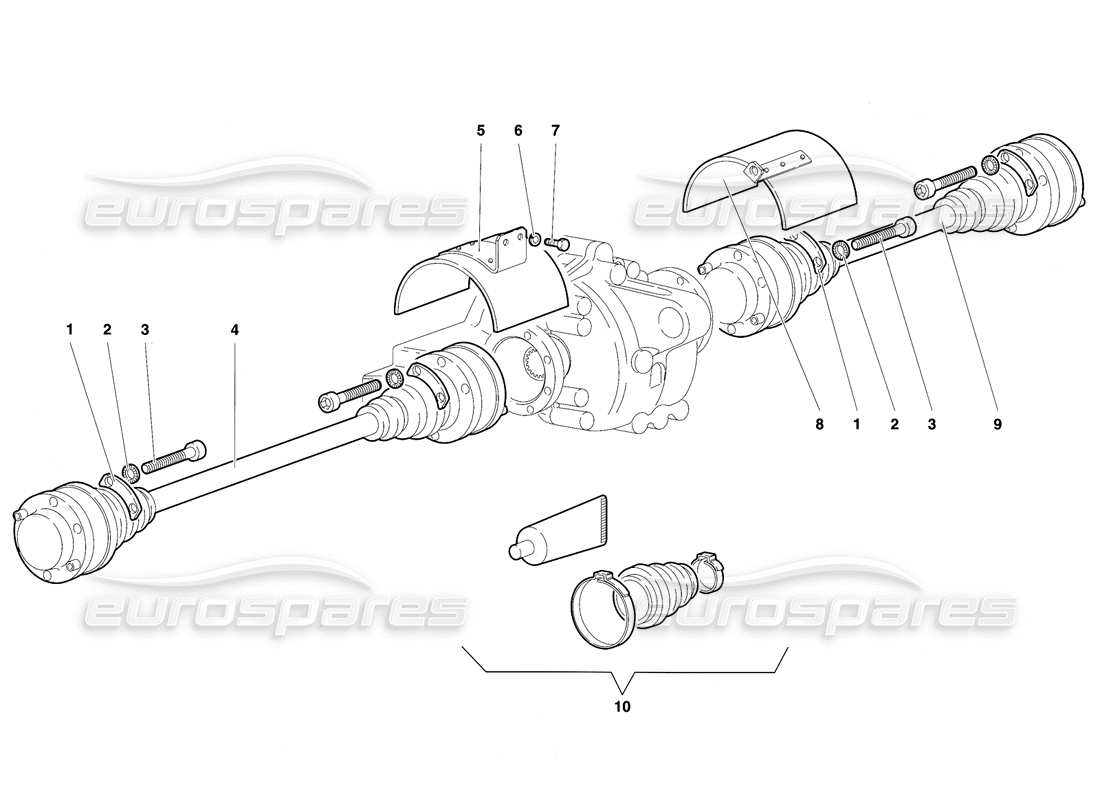 lamborghini diablo se30 (1995) ejes de accionamiento diagrama de piezas