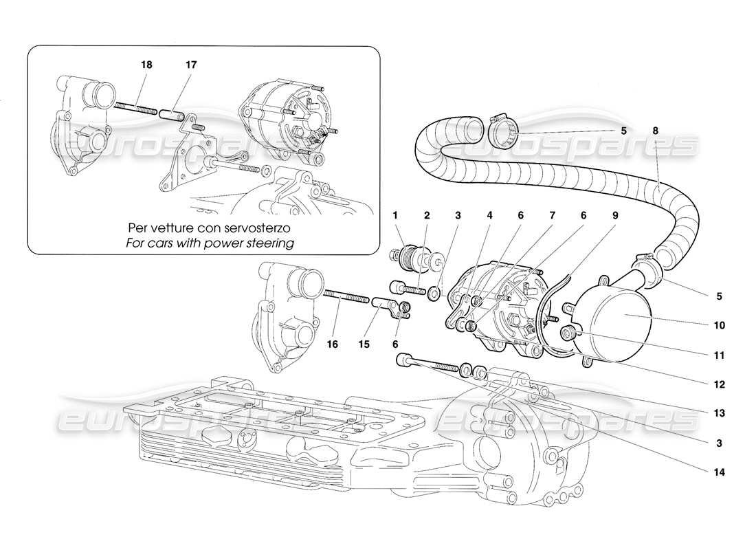 lamborghini diablo se30 (1995) diagrama de piezas del alternador