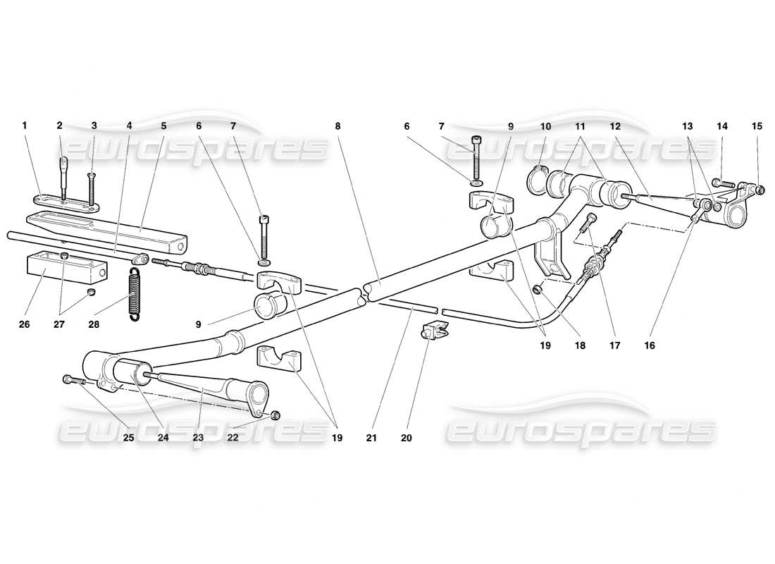 lamborghini diablo se30 (1995) diagrama de piezas de la barra antirrobo trasera ajustable