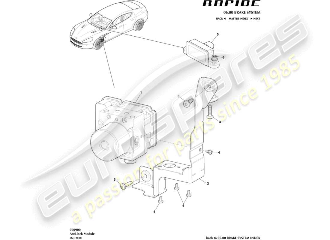 aston martin rapide (2012) módulo antibloqueo diagrama de piezas
