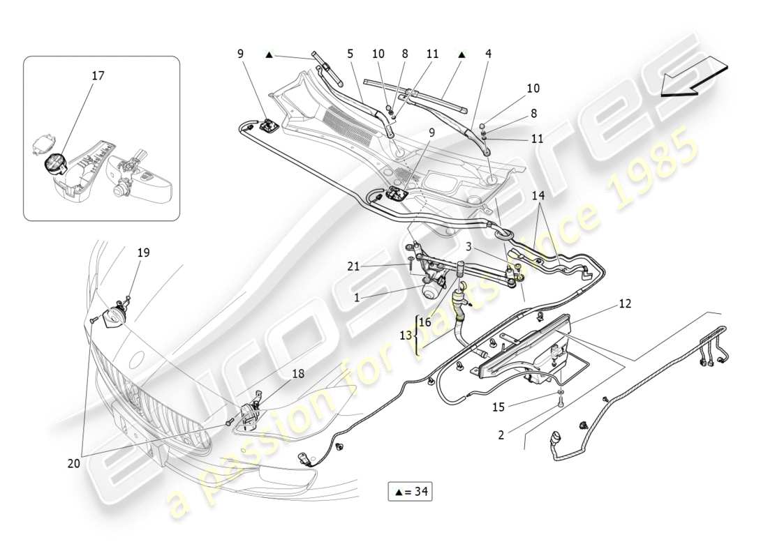 maserati qtp 3.0 bt v6 410hp (2014) diagrama de piezas de dispositivos externos del vehículo