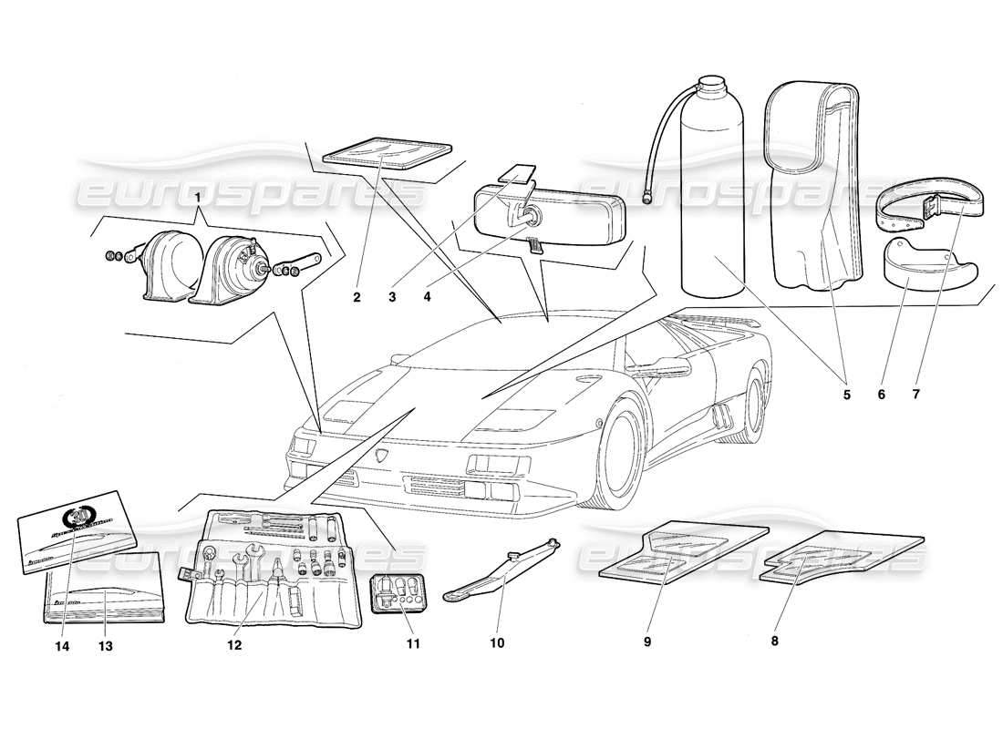 lamborghini diablo se30 (1995) accesorios diagrama de piezas