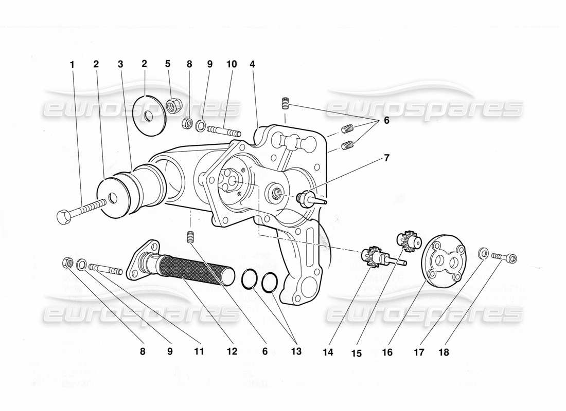 lamborghini diablo (1991) diagrama de piezas de la bomba de aceite de la caja de cambios