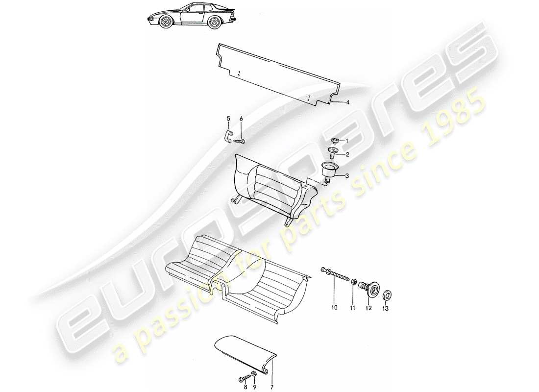 un diagrama de piezas del catálogo de piezas porsche 1991 (seats for 944/968/911/928)
