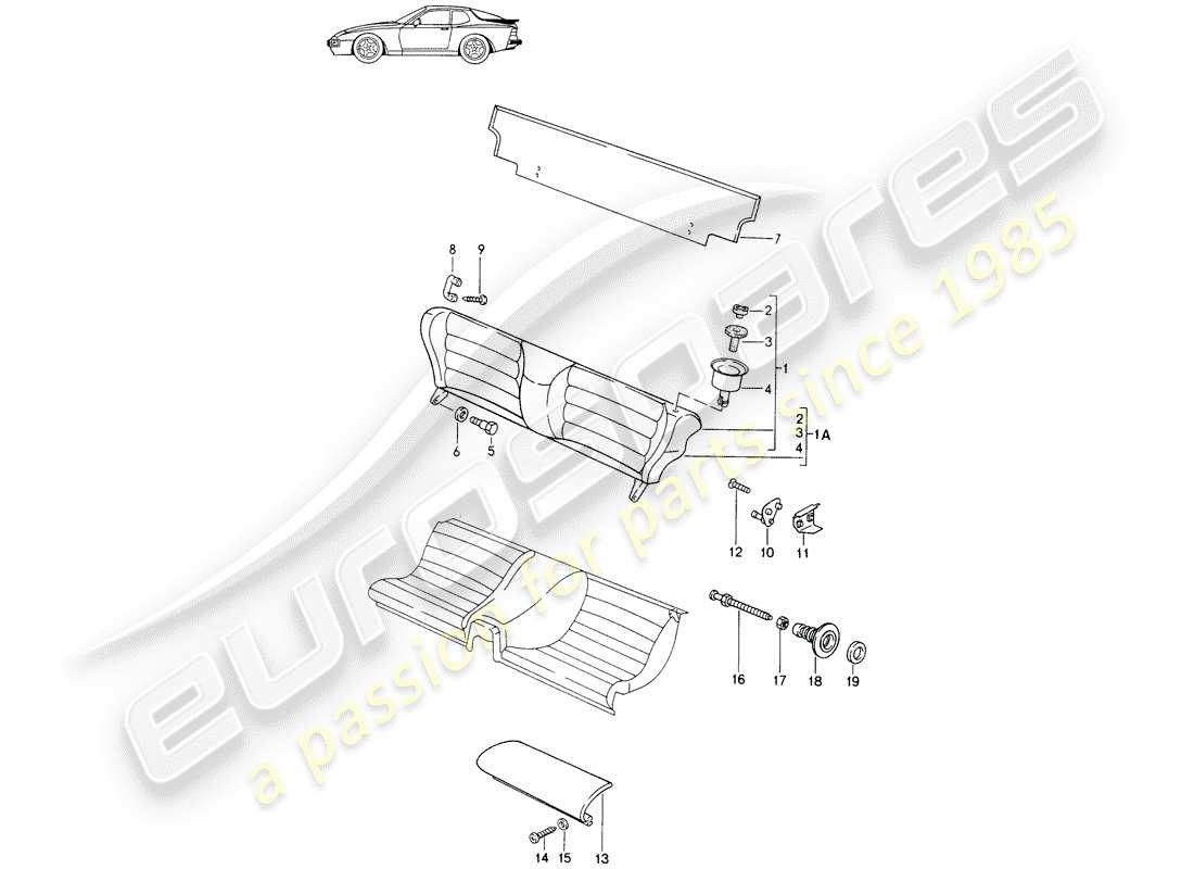 un diagrama de piezas del catálogo de piezas porsche 1993 (seats for 944/968/911/928)