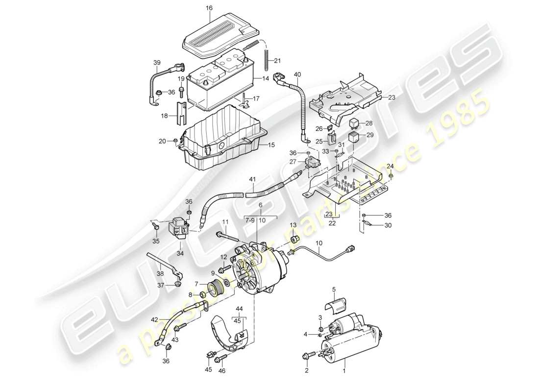 un diagrama de piezas del catálogo de piezas porsche 2008 (cayenne e1 9pa)