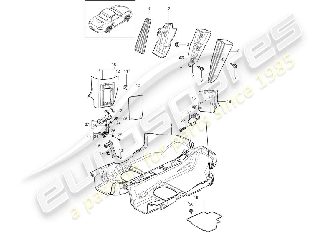 un diagrama de piezas del catálogo de piezas porsche 2011 (987 boxster)