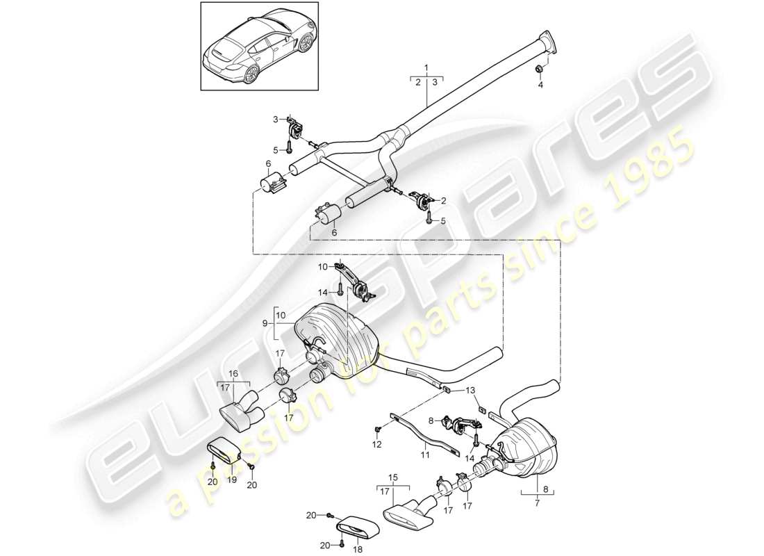 un diagrama de piezas del catálogo de piezas porsche 2015 (panamera 970)