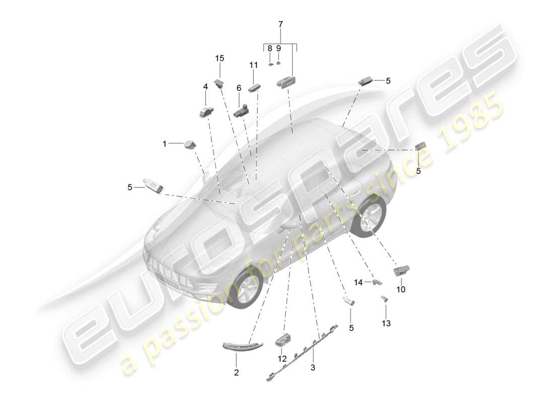 un diagrama de piezas del catálogo de piezas porsche 2015 (macan)
