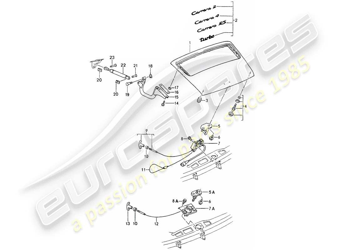 un diagrama de piezas del catálogo de piezas porsche 1989 (964)