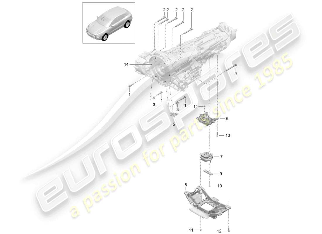 un diagrama de piezas del catálogo de piezas porsche 2018 (macan)