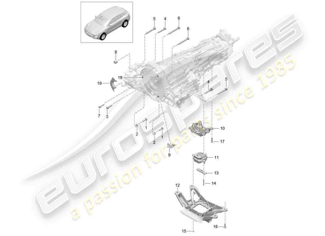 un diagrama de piezas del catálogo de piezas porsche 2018 (macan)