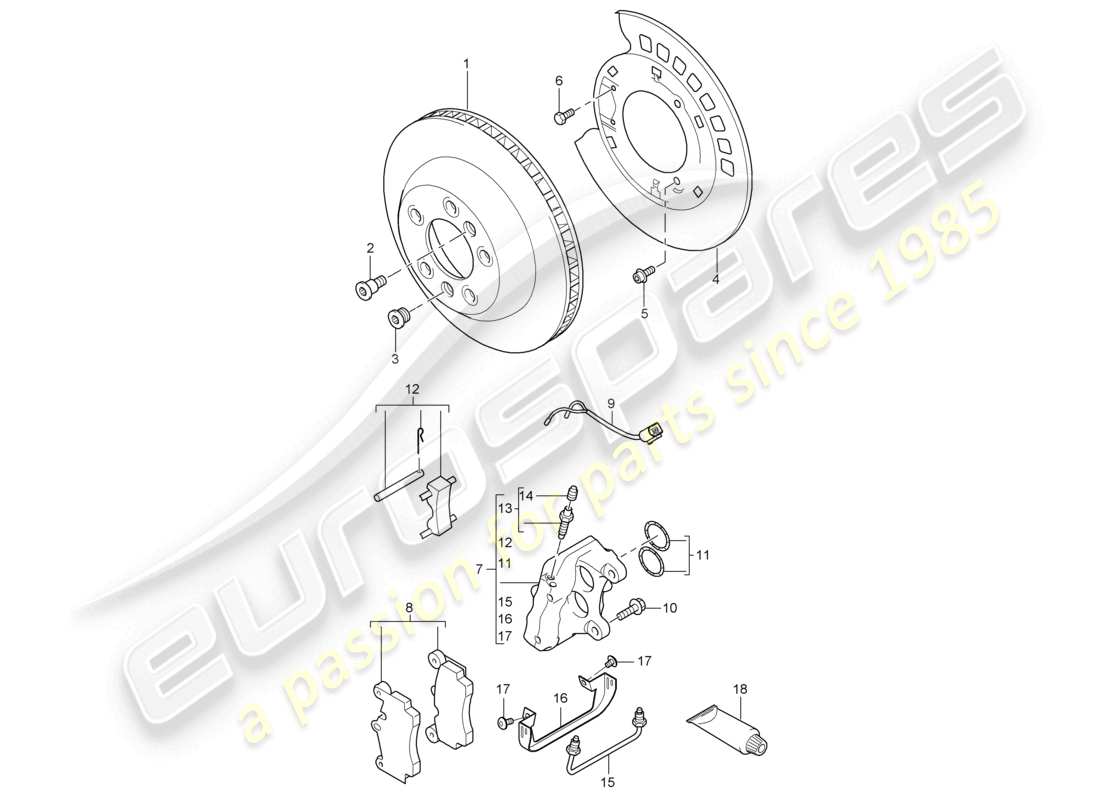 un diagrama de piezas del catálogo de piezas porsche 2009 (cayenne e1 9pa)