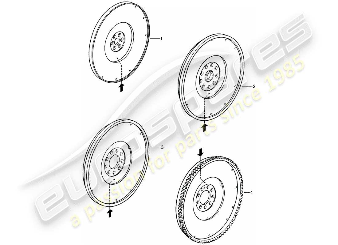 un diagrama de piezas del catálogo de piezas porsche 1977 (refurbished and exchange catalogue)