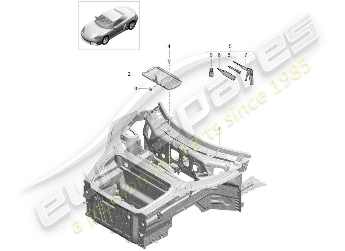 un diagrama de piezas del catálogo de piezas porsche 2018 (718 boxster)