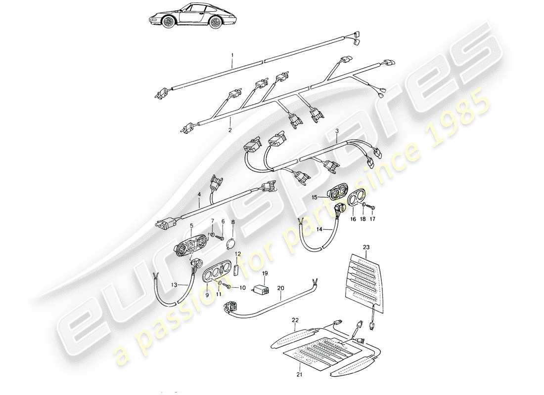 un diagrama de piezas del catálogo de piezas porsche 1987 (seats for 944/968/911/928)