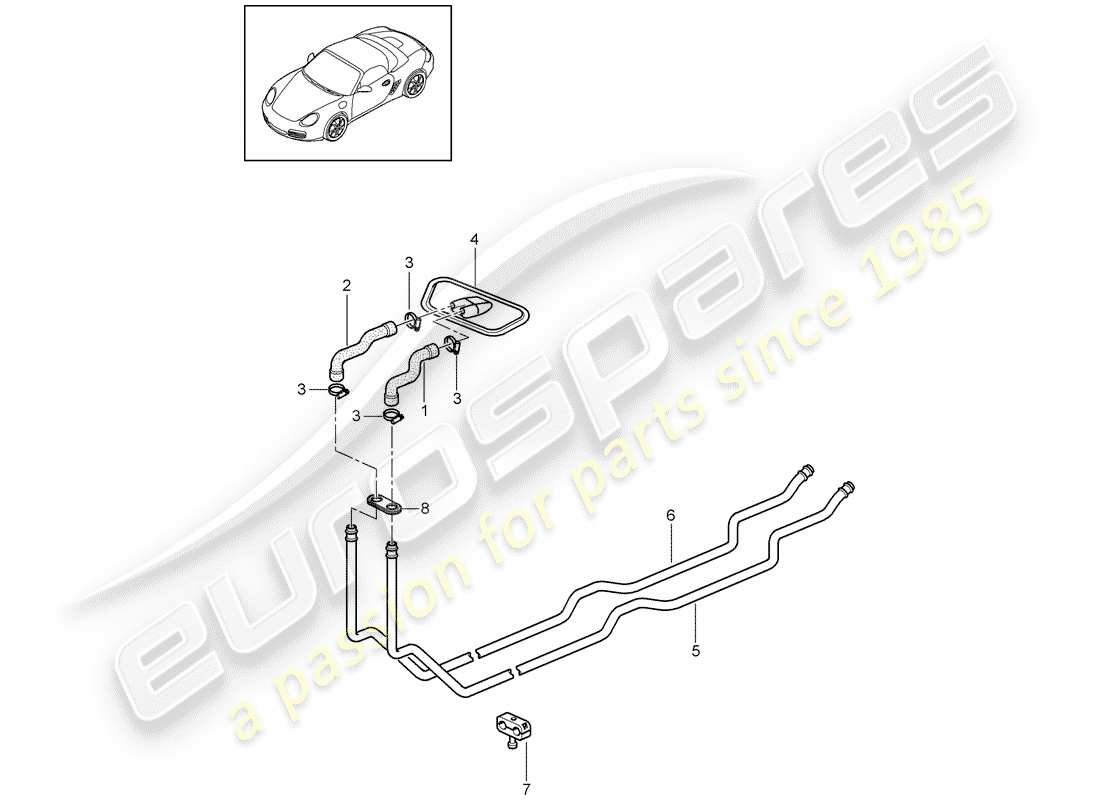 un diagrama de piezas del catálogo de piezas porsche 2012 (987 boxster)