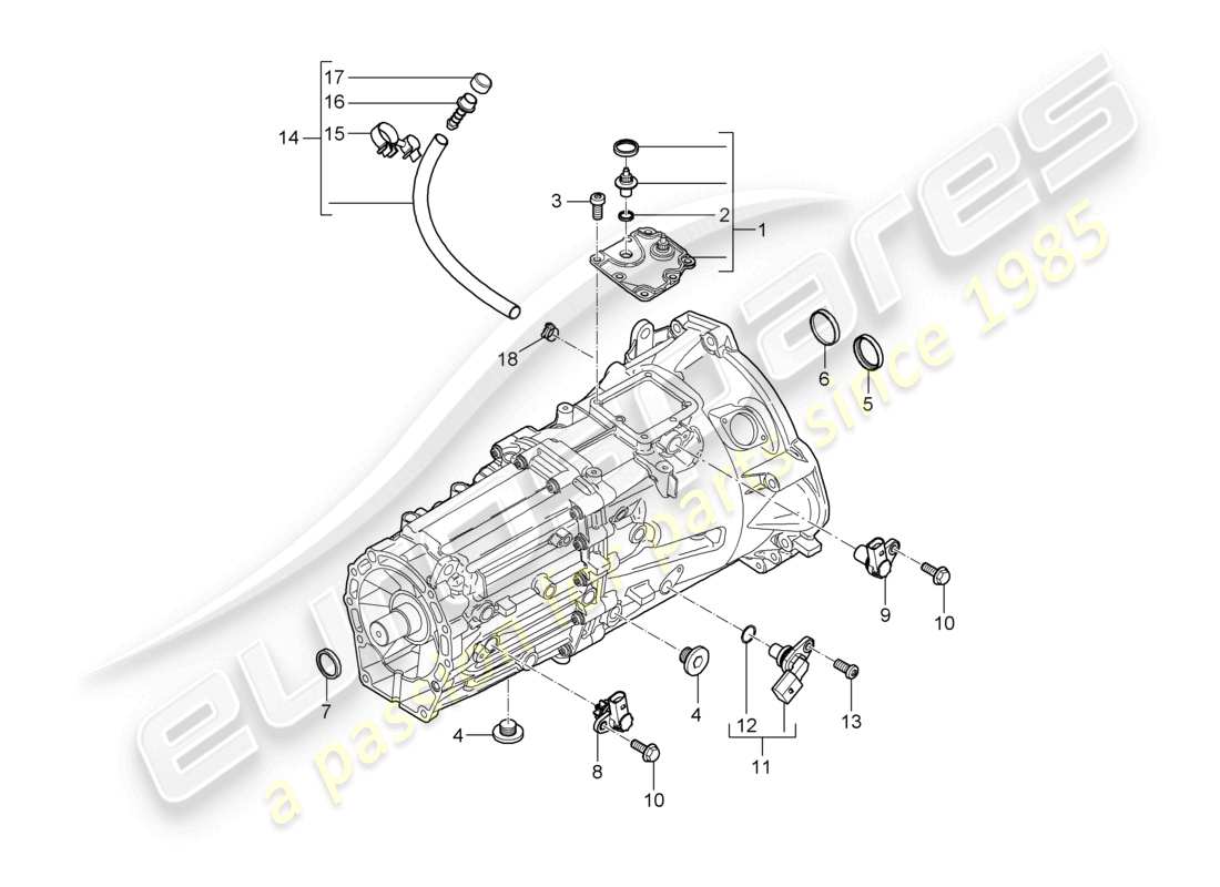 un diagrama de piezas del catálogo de piezas porsche 2010 (cayenne e1 9pa)