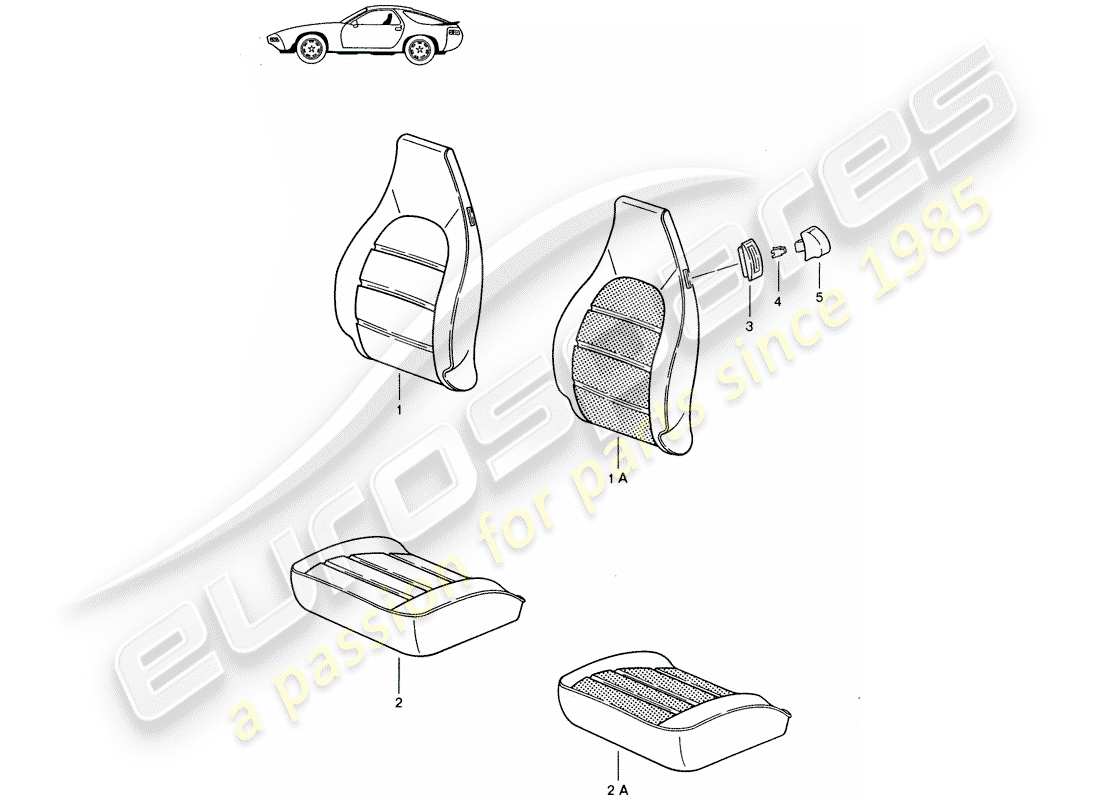 un diagrama de piezas del catálogo de piezas porsche 1992 (seats for 944/968/911/928)