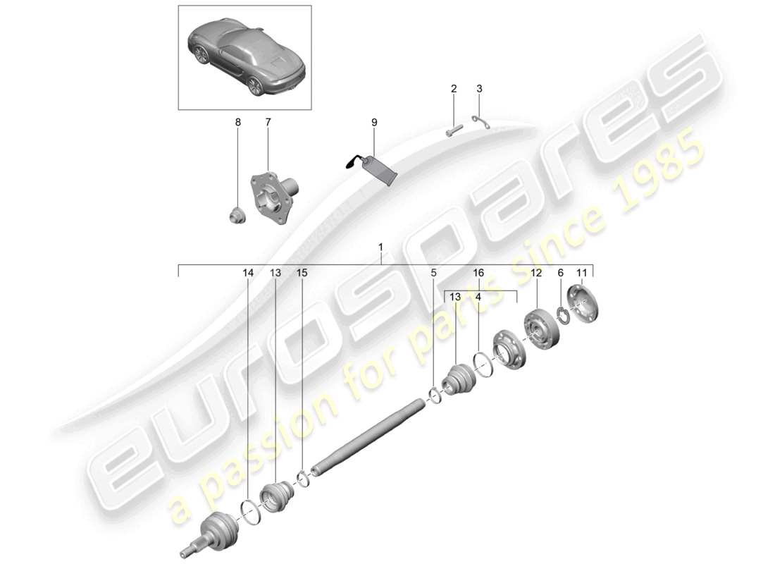 un diagrama de piezas del catálogo de piezas porsche 2015 (981 boxster)