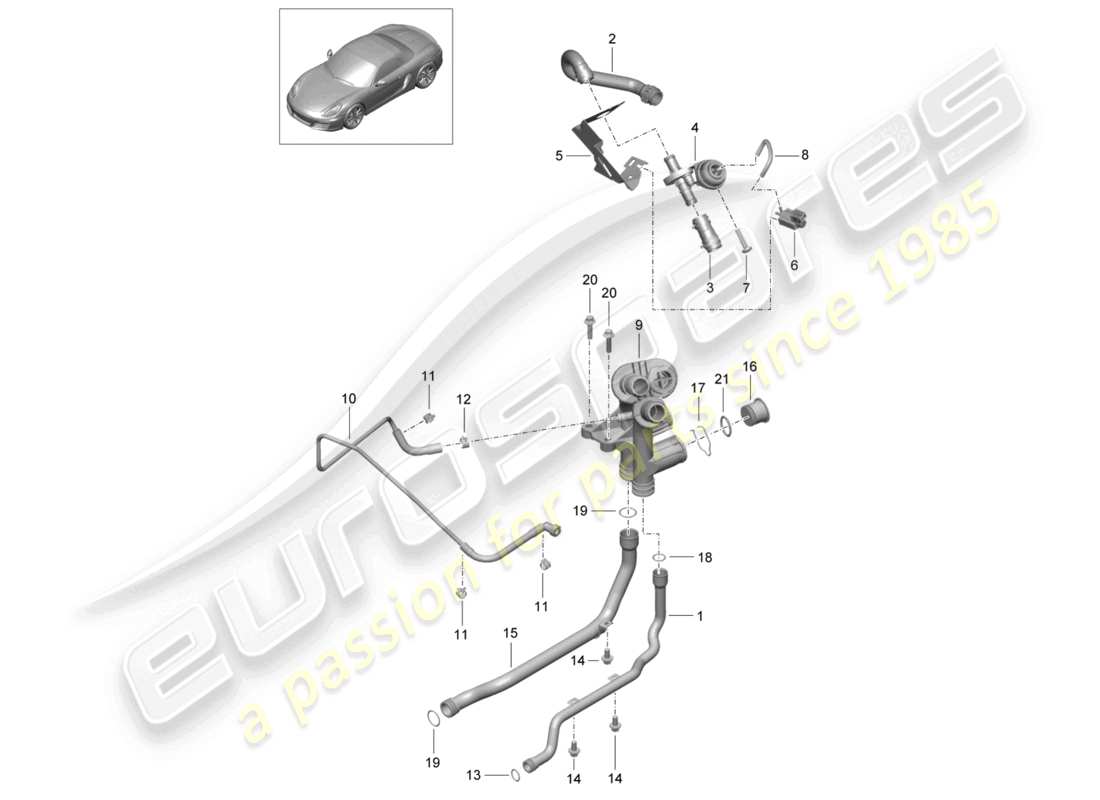 un diagrama de piezas del catálogo de piezas porsche 2014 (981 boxster)