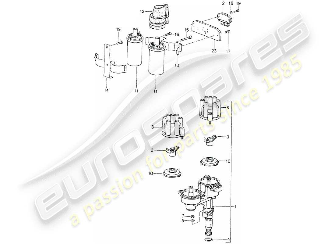 un diagrama de piezas del catálogo de piezas porsche 964