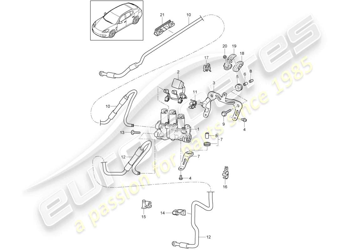 un diagrama de piezas del catálogo de piezas porsche 2013 (panamera 970)
