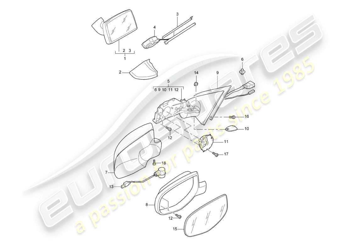 un diagrama de piezas del catálogo de piezas porsche 2007 (cayenne e1 9pa)