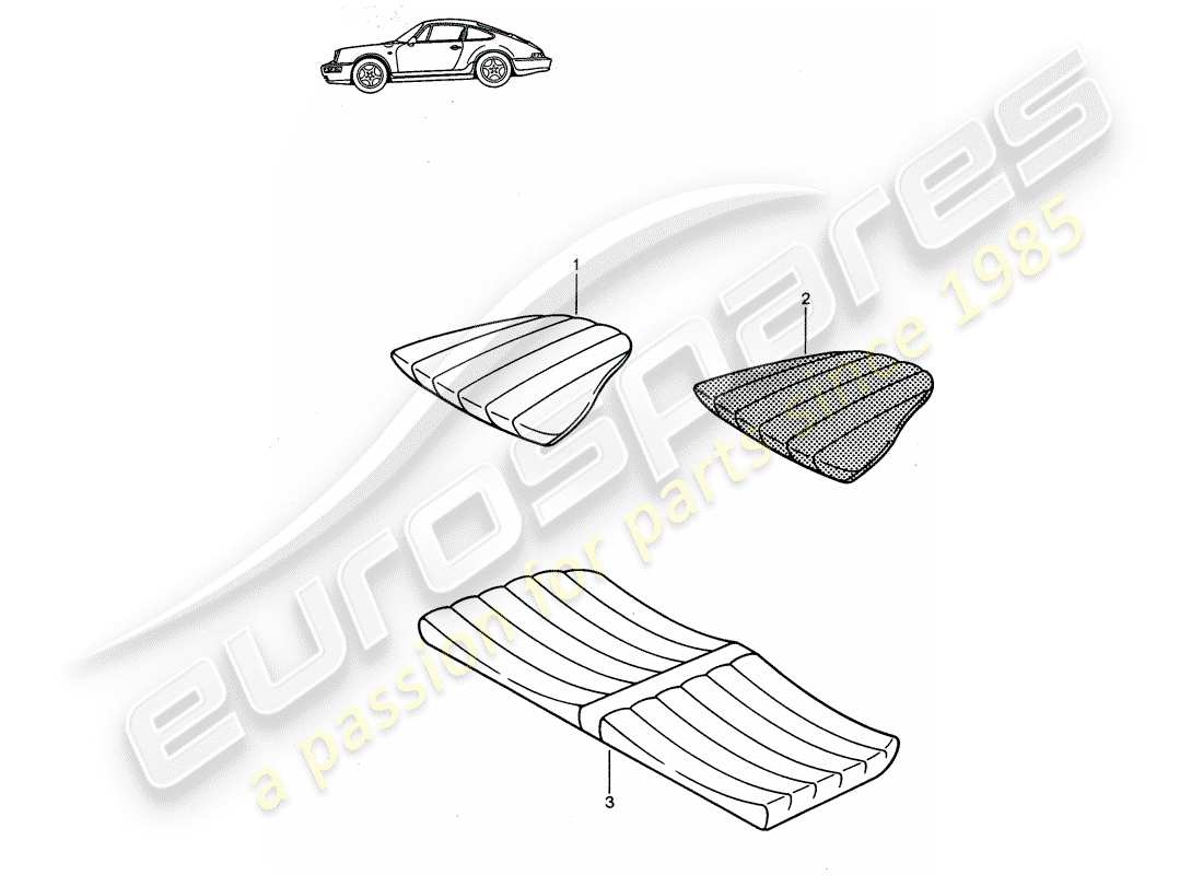 un diagrama de piezas del catálogo de piezas porsche 1991 (seats for 944/968/911/928)
