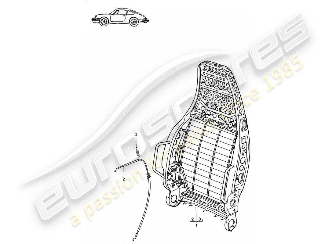 un diagrama de piezas del catálogo de piezas porsche 1997 (seats for 944/968/911/928)
