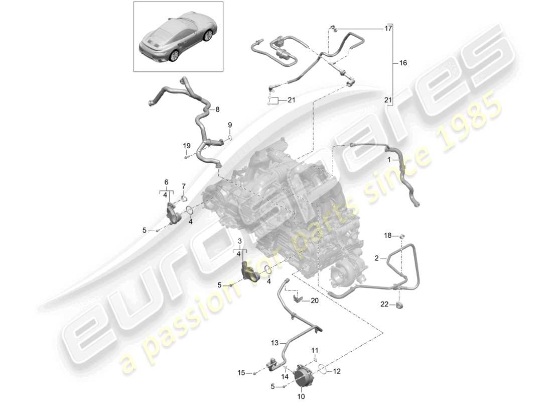 un diagrama de piezas del catálogo de piezas porsche 2014 (991-1 turbo)
