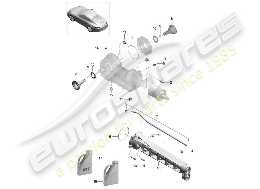 un diagrama de piezas del catálogo de piezas porsche 2012 (991-1)