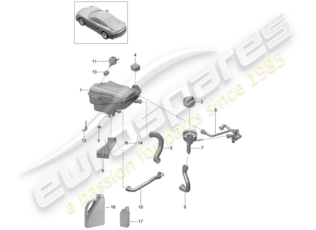 un diagrama de piezas del catálogo de piezas porsche 2016 (981 cayman gt4)