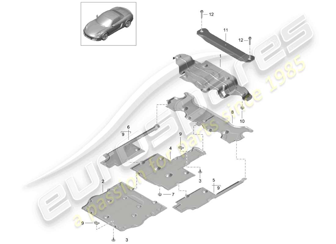 un diagrama de piezas del catálogo de piezas porsche 2014 (981 boxster)