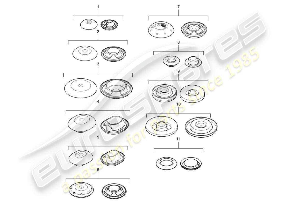 un diagrama de piezas del catálogo de piezas porsche 2004 (cayenne e1 9pa)